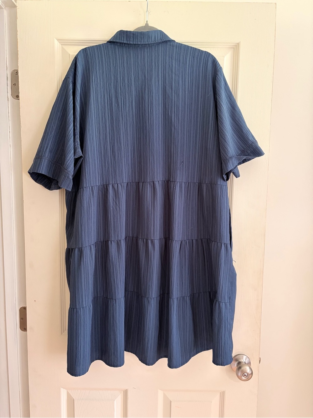 Women’s Button-Front Short Sleeve Mini Dress in Slate Blue Size 2XL Plus Size - Picture 4 of 4